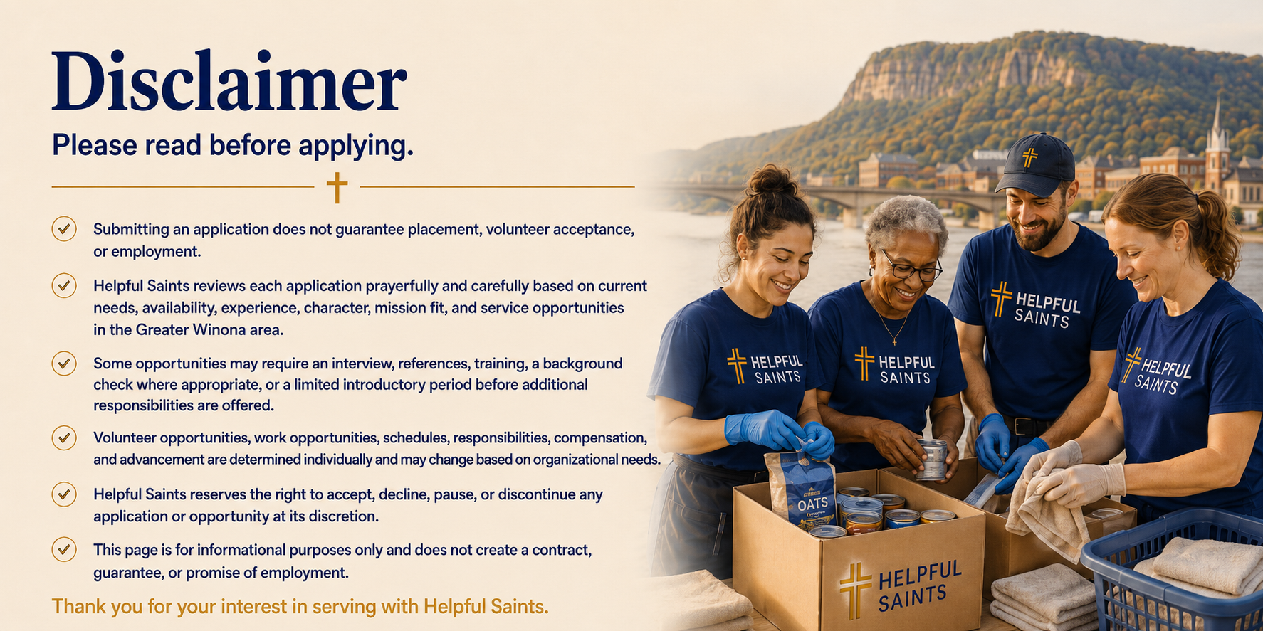 Apply to Helpful Saints in Winona, MN Banner Image