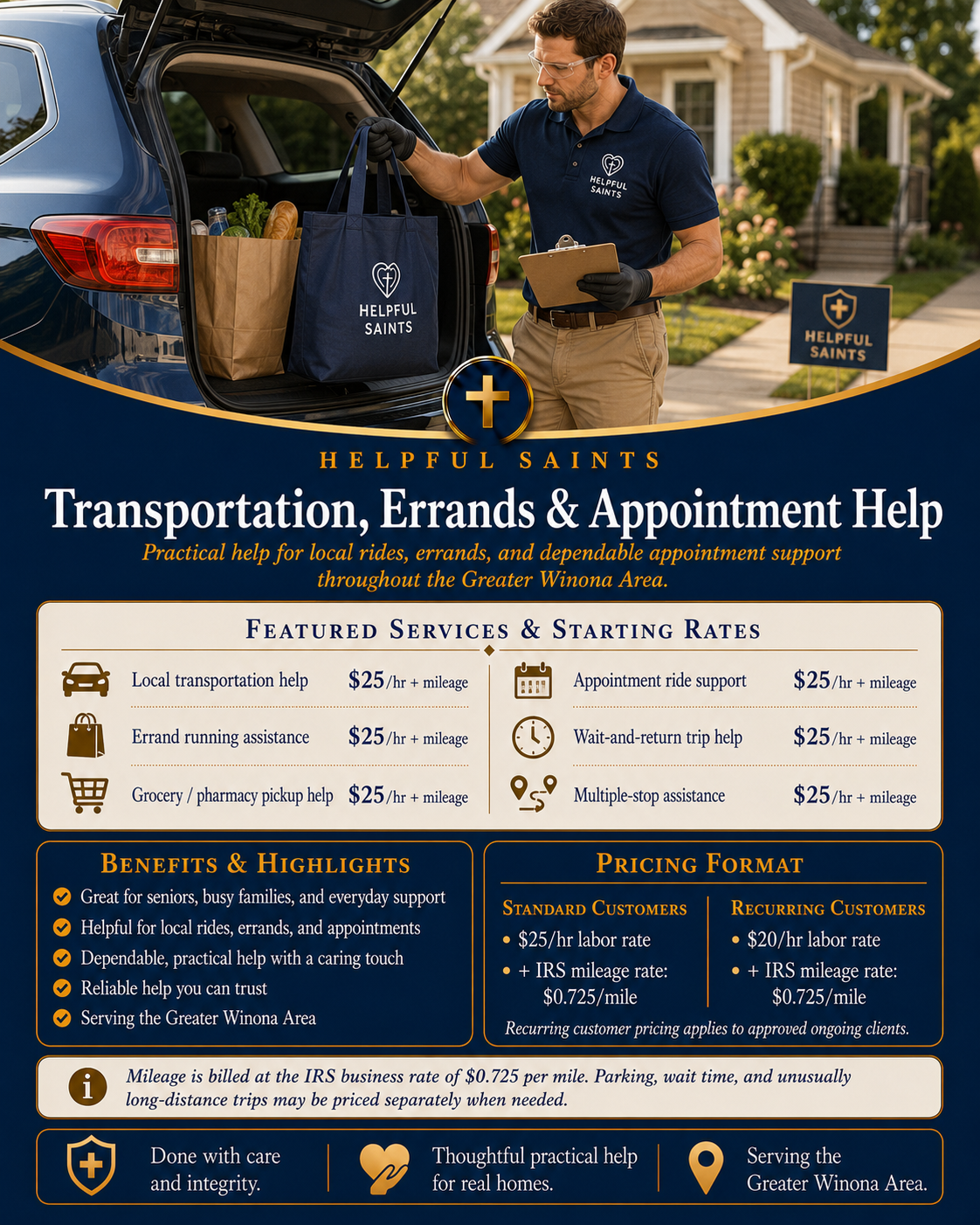 Helpful Saints Winona MN – List of Services and Price Guide – Car Rides 1
