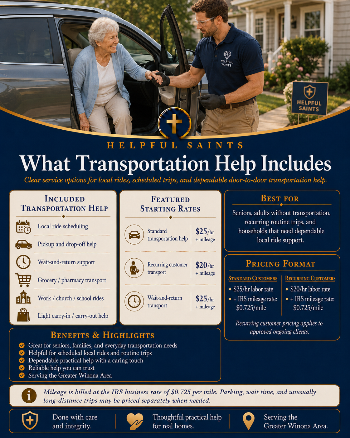 Helpful Saints Winona MN – List of Services and Price Guide – Car Rides 2