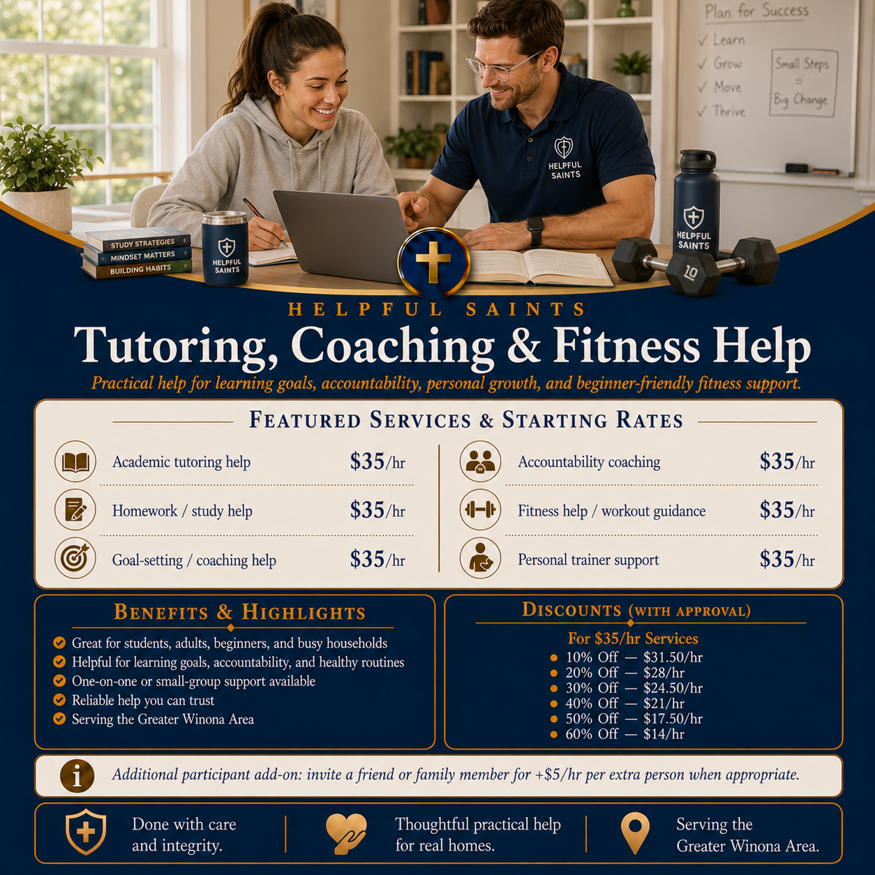 Helpful Saints Winona MN – List of Services and Price Guide – Coaching 1