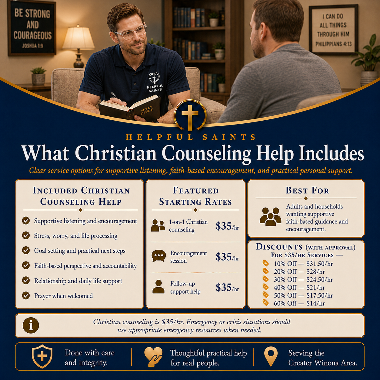 Helpful Saints Winona MN – List of Services and Price Guide – Counseling 2