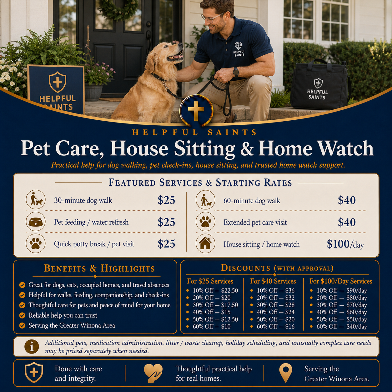Helpful Saints Winona MN – List of Services and Price Guide – House Sitting 1