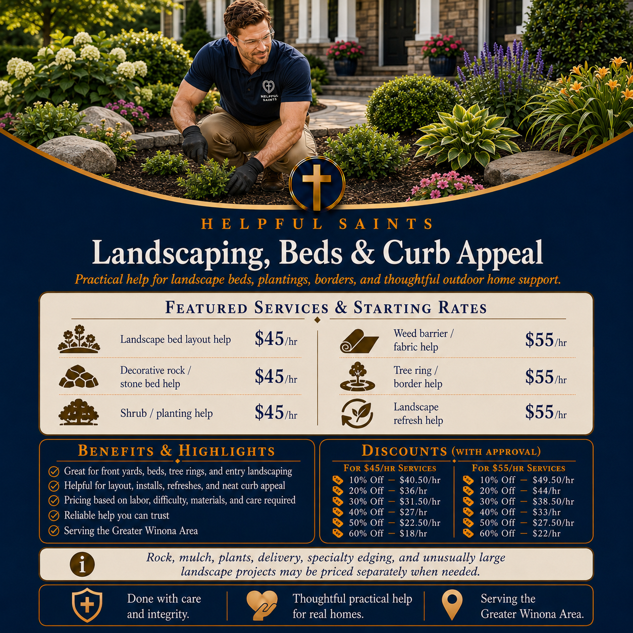Helpful Saints Winona MN – List of Services and Price Guide – Landscaping 1