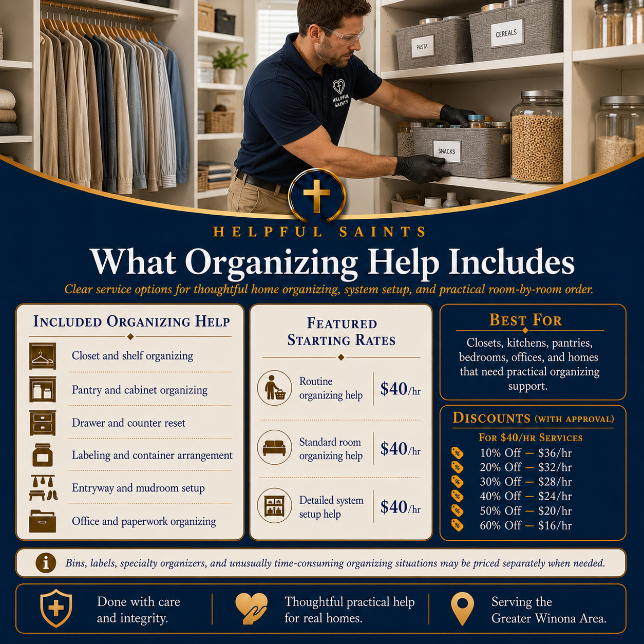 Helpful Saints Winona MN – List of Services and Price Guide – Organizing 2