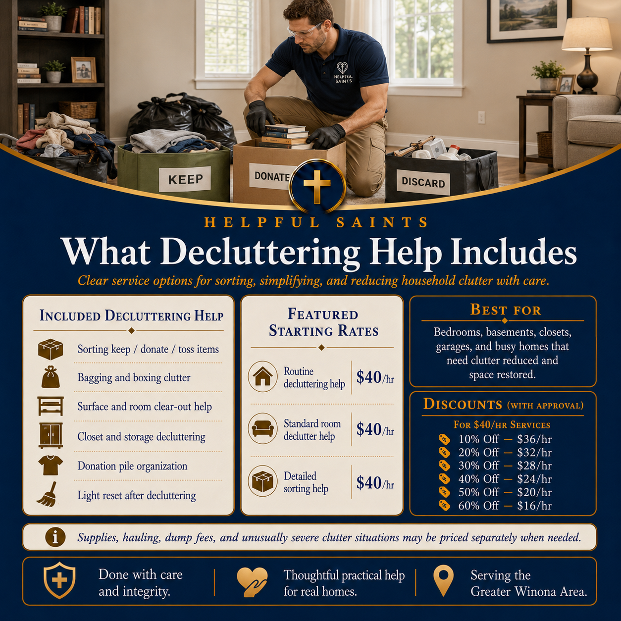 Helpful Saints Winona MN – List of Services and Price Guide – Organizing 3