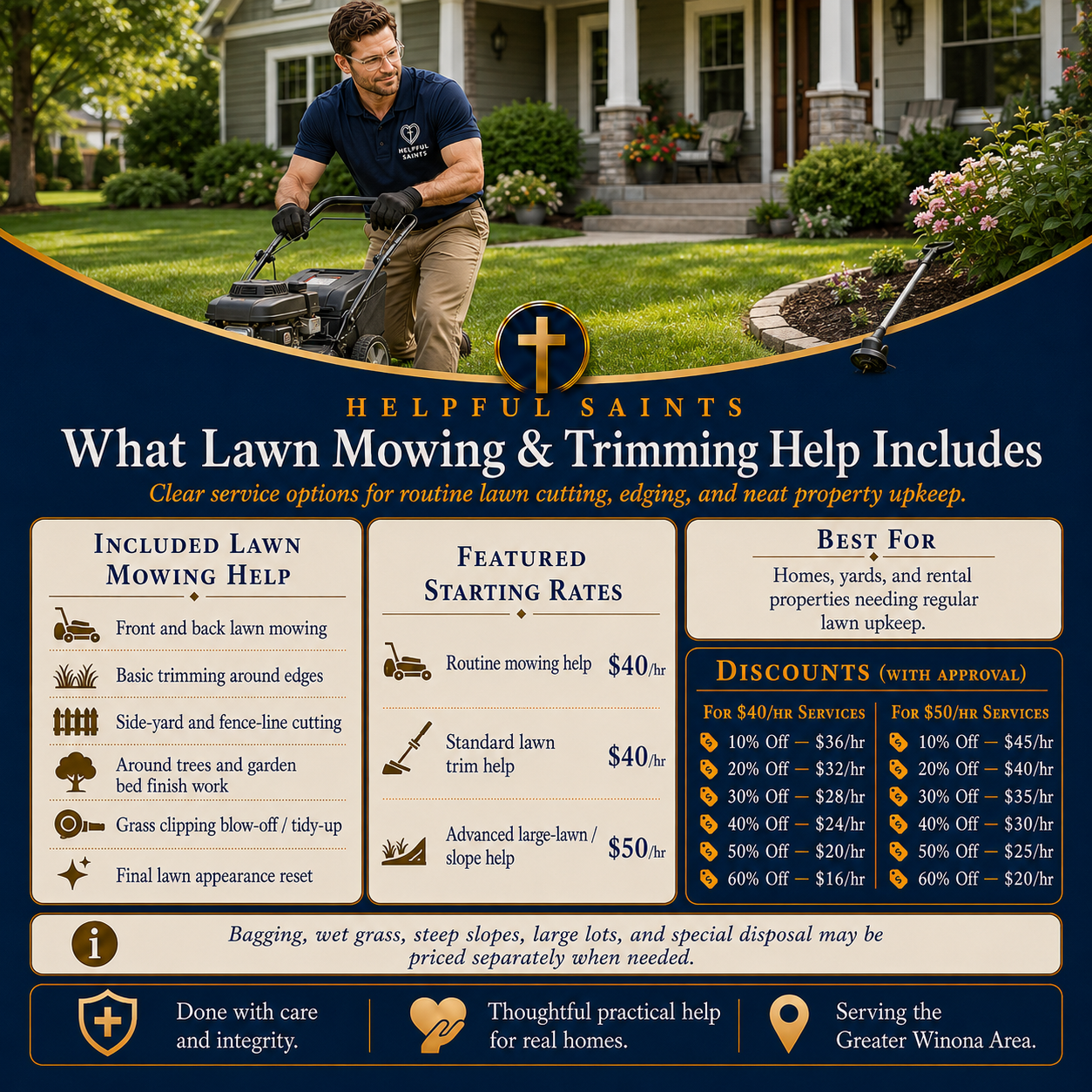 Helpful Saints Winona MN – List of Services and Price Guide – Yard Work 2