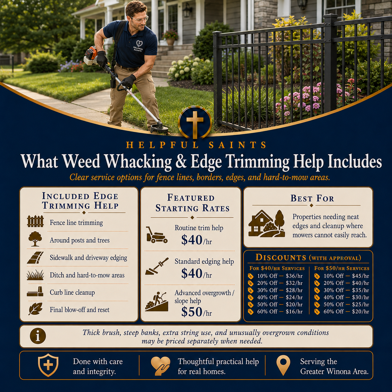 Helpful Saints Winona MN – List of Services and Price Guide – Yard Work 3