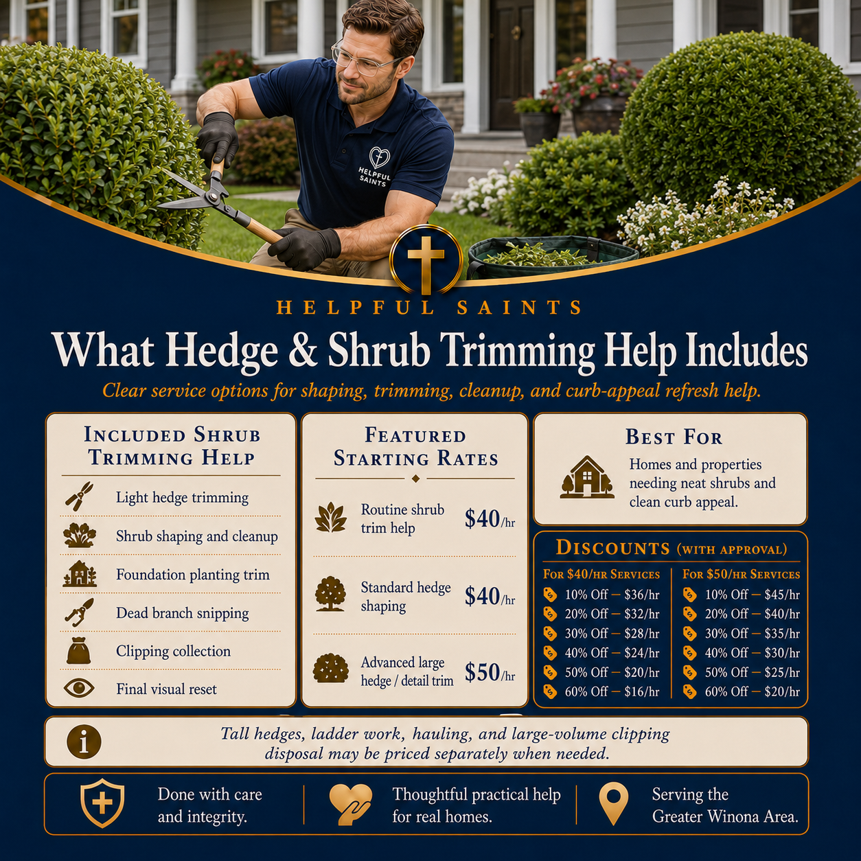 Helpful Saints Winona MN – List of Services and Price Guide – Yard Work 6