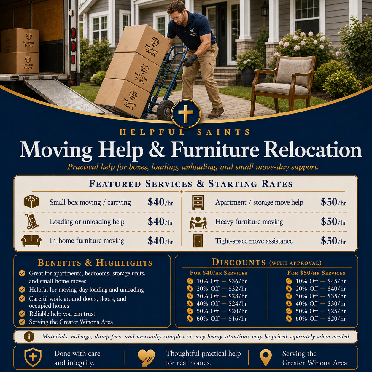 Helpful Saints Winona MN – List of Services and Price Guide – Moving 2