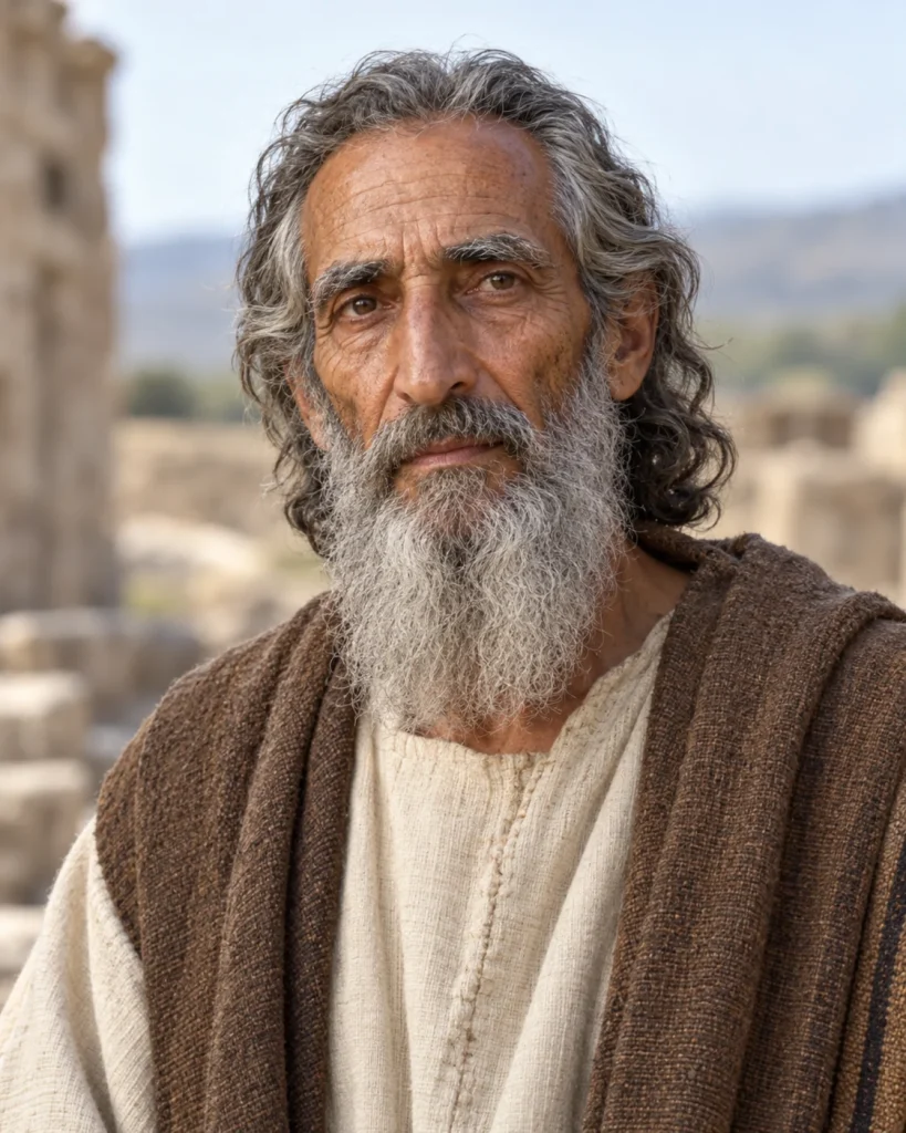 Photorealistic artistic reconstruction of Abdon (judge); exact appearance and garment details are uncertain.