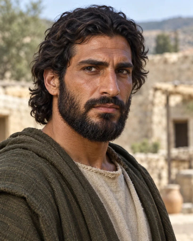 Photorealistic artistic reconstruction of Abimelech (son of Gideon); exact appearance and garment details are uncertain.