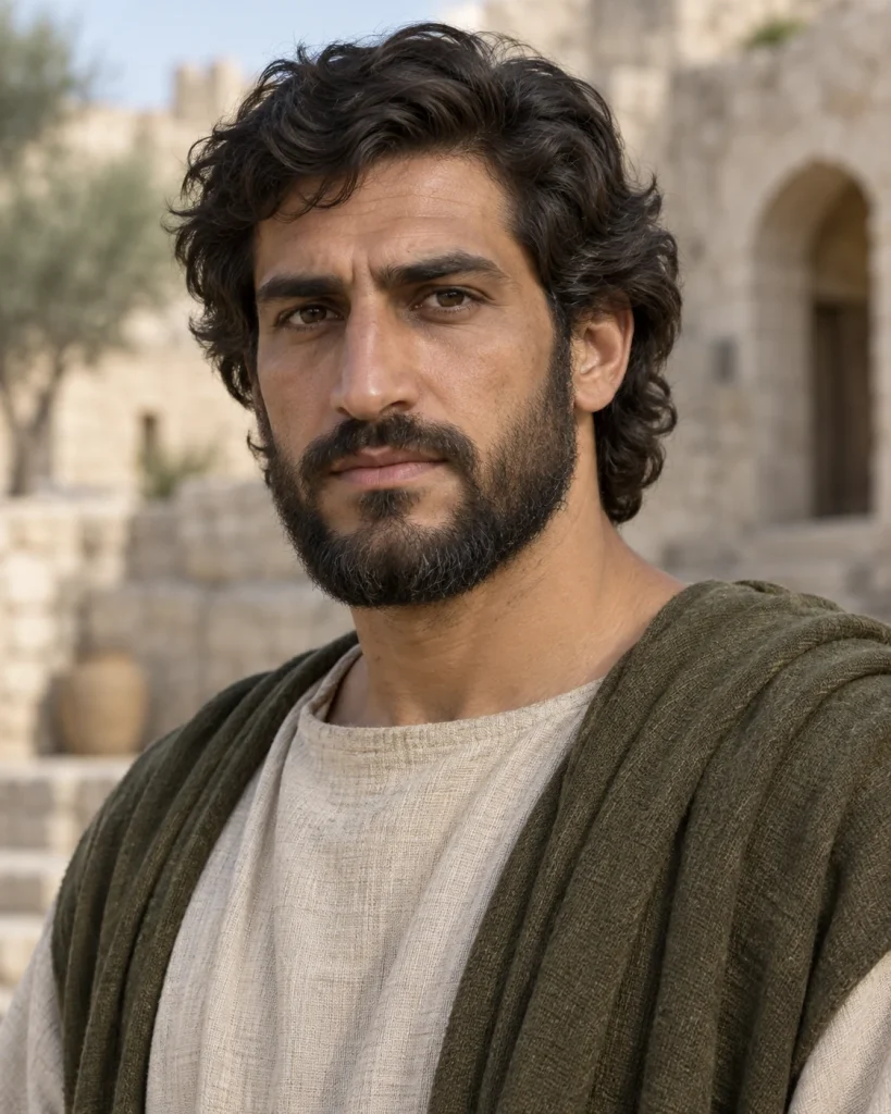 Photorealistic artistic reconstruction of Ahaz; exact appearance and garment details are uncertain.