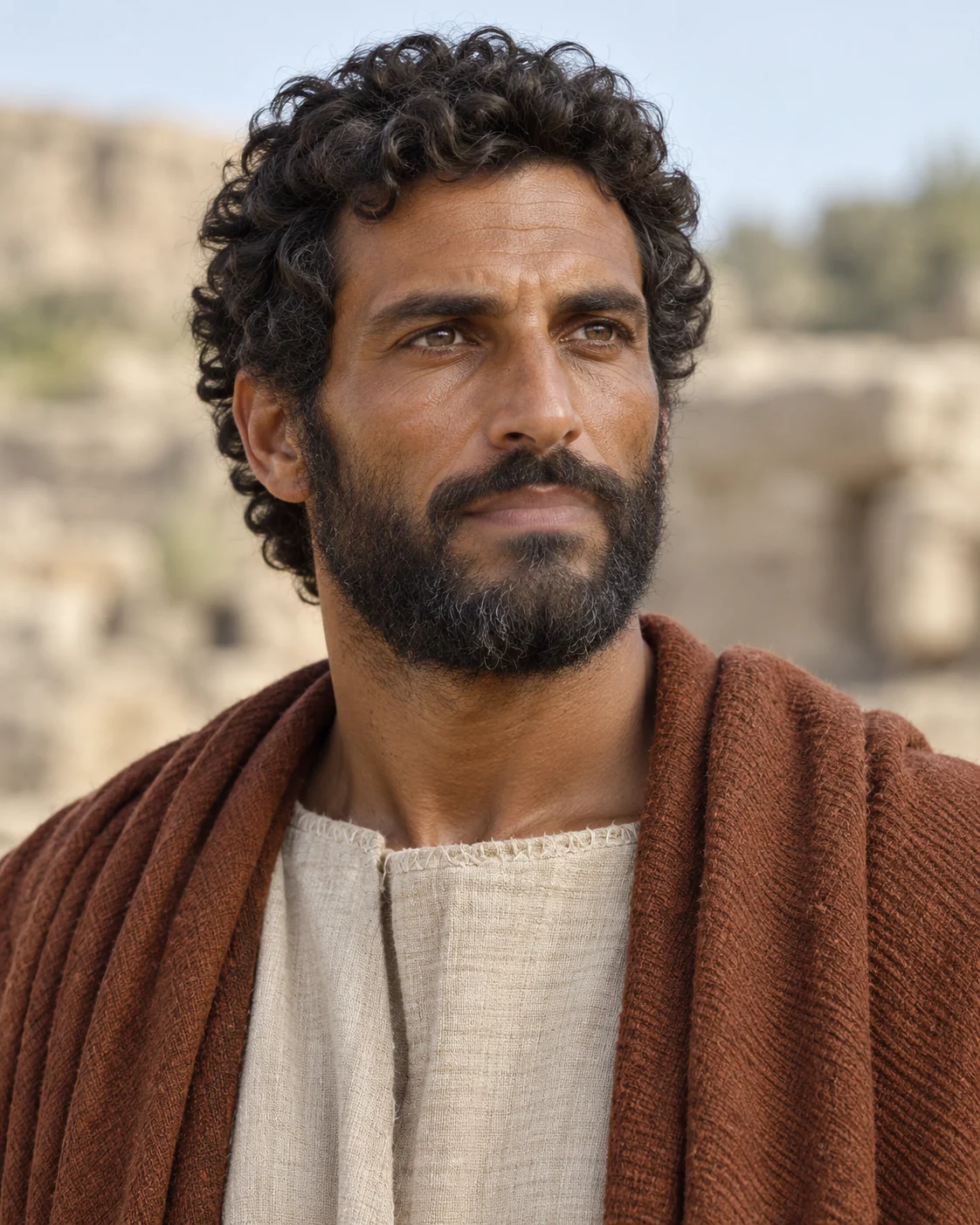 Photorealistic artistic reconstruction of Caleb (son of Jephunneh); exact appearance and garment details are uncertain.