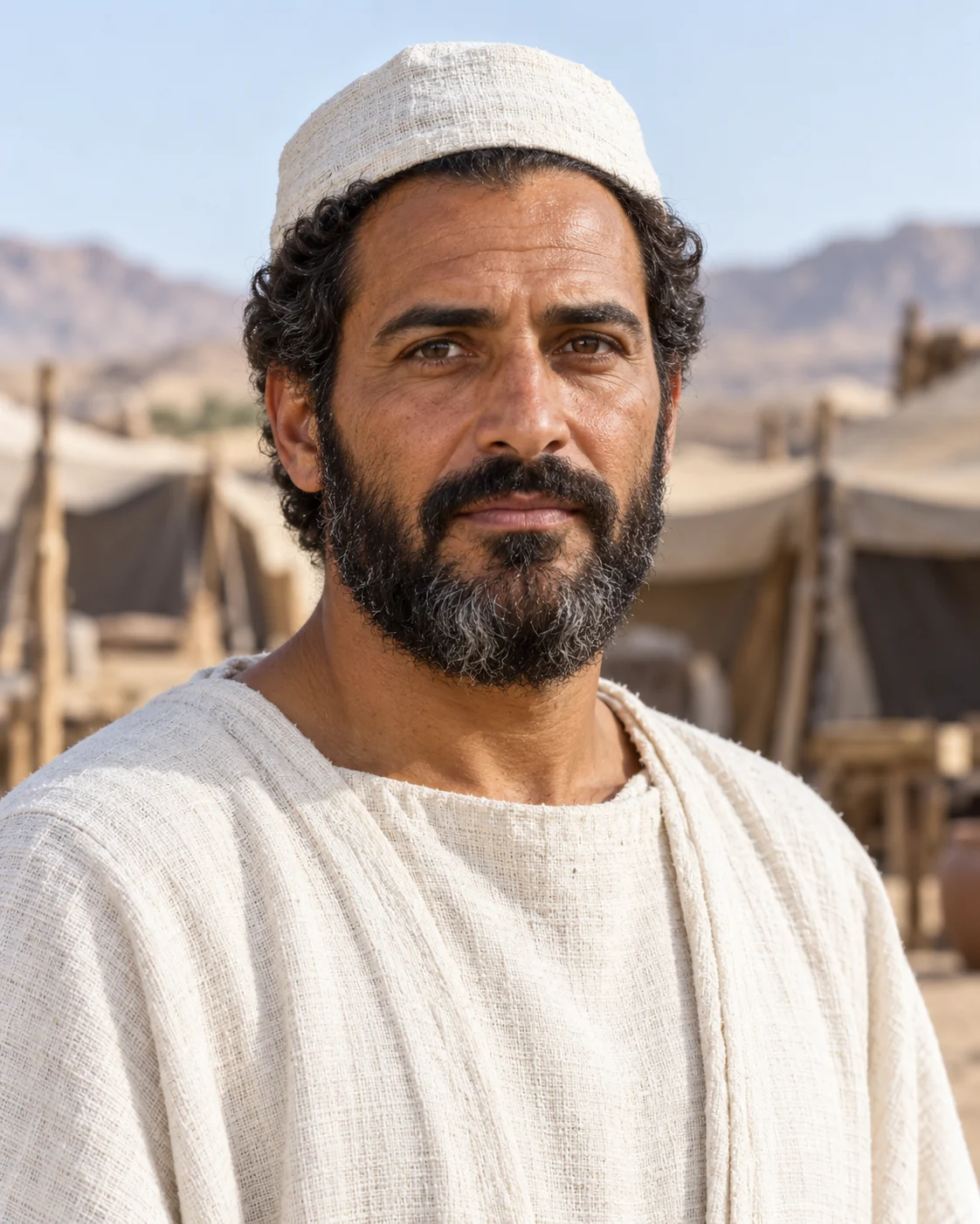 Photorealistic artistic reconstruction of Eleazar (son of Aaron); exact appearance and garment details are uncertain.