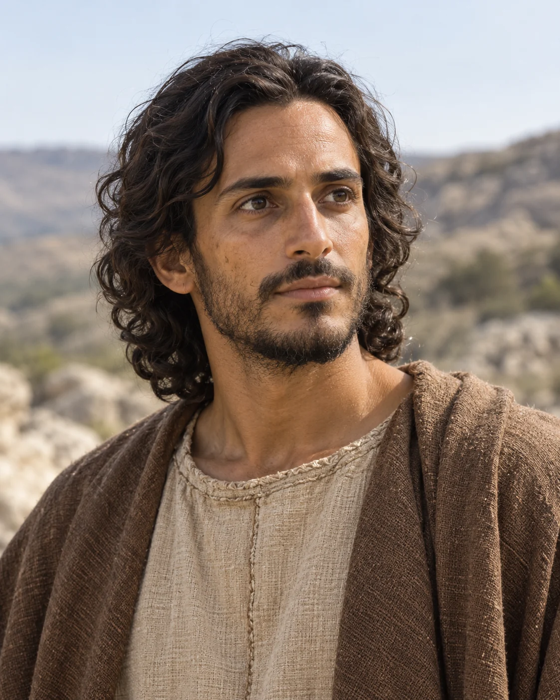 Photorealistic artistic reconstruction of Enoch (son of Jared) in a plainly clothed narrative setting; appearance unknown.