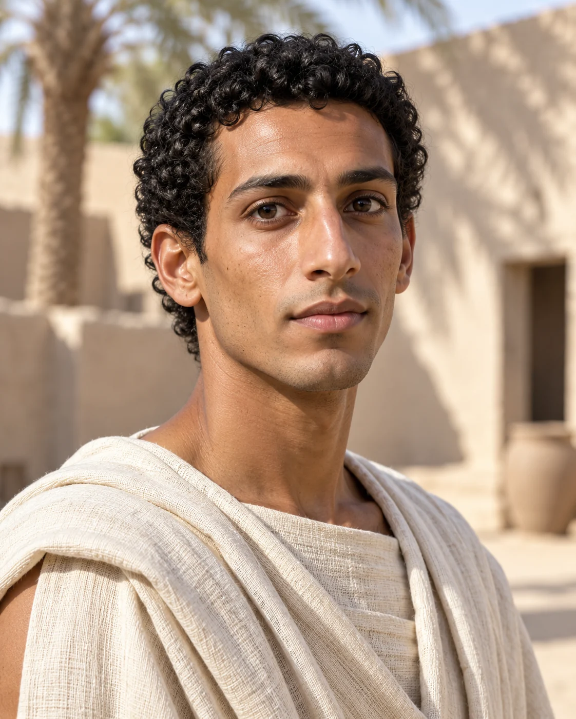 Photorealistic artistic reconstruction of Ephraim in historically informed clothing appropriate to the selected narrative setting.
