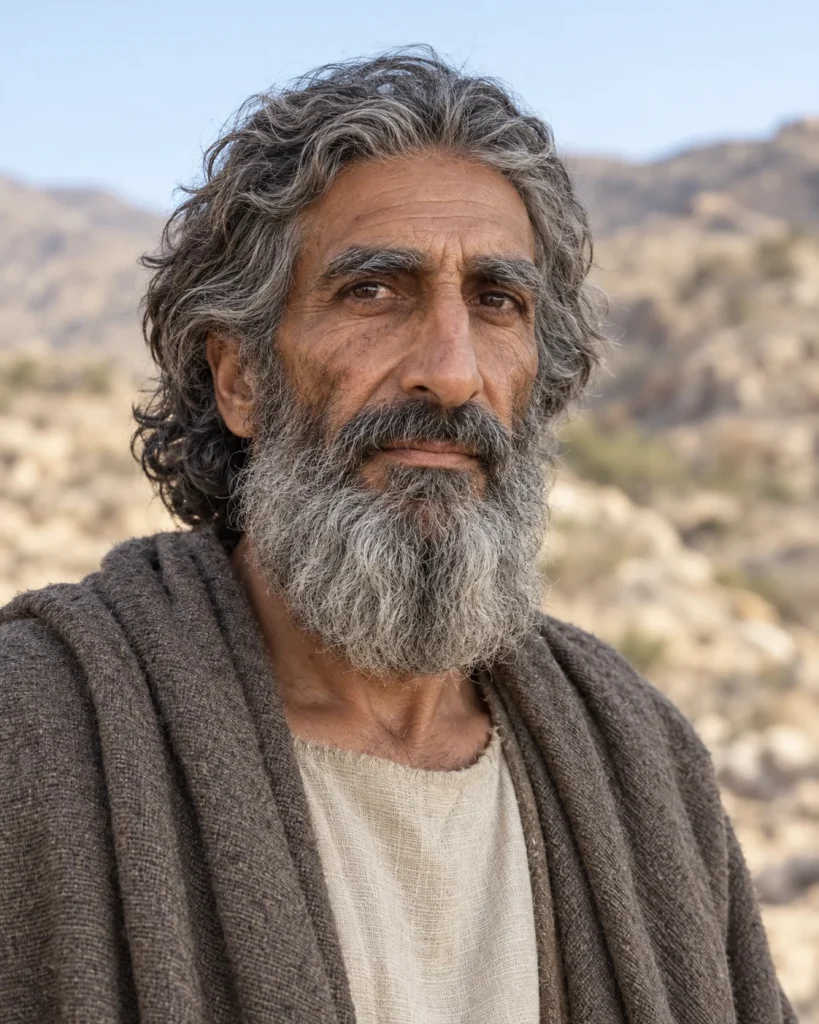 Photorealistic artistic reconstruction of Hur (companion of Moses); exact appearance and garment details are uncertain.