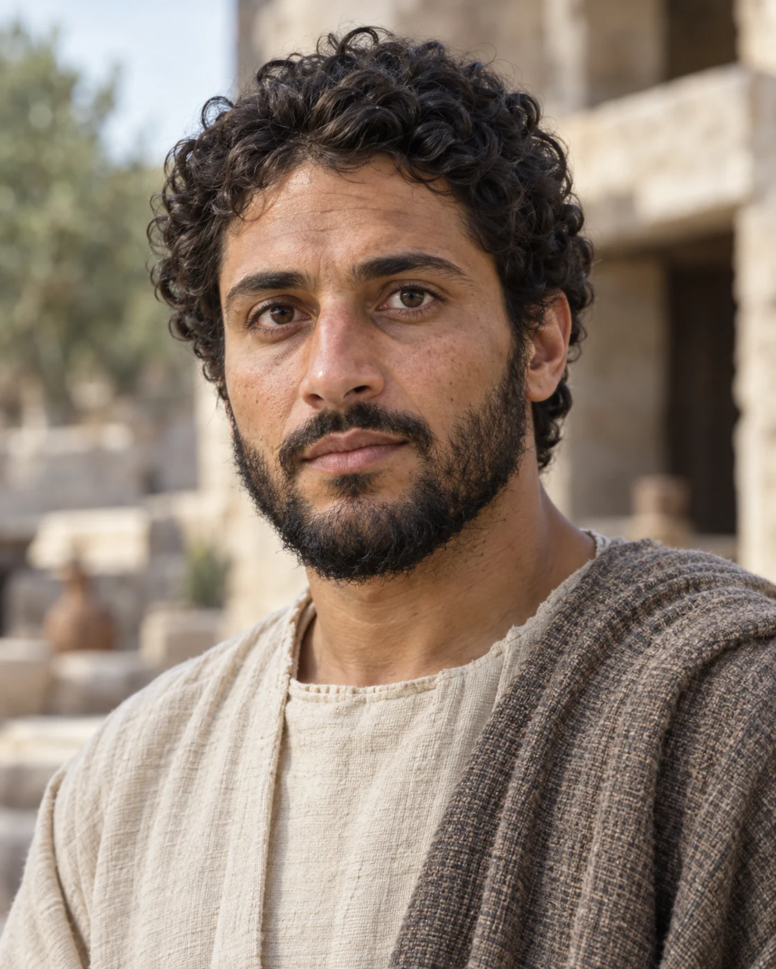 Photorealistic artistic reconstruction of Jehoiachin (Jeconiah); exact appearance and garment details are uncertain.