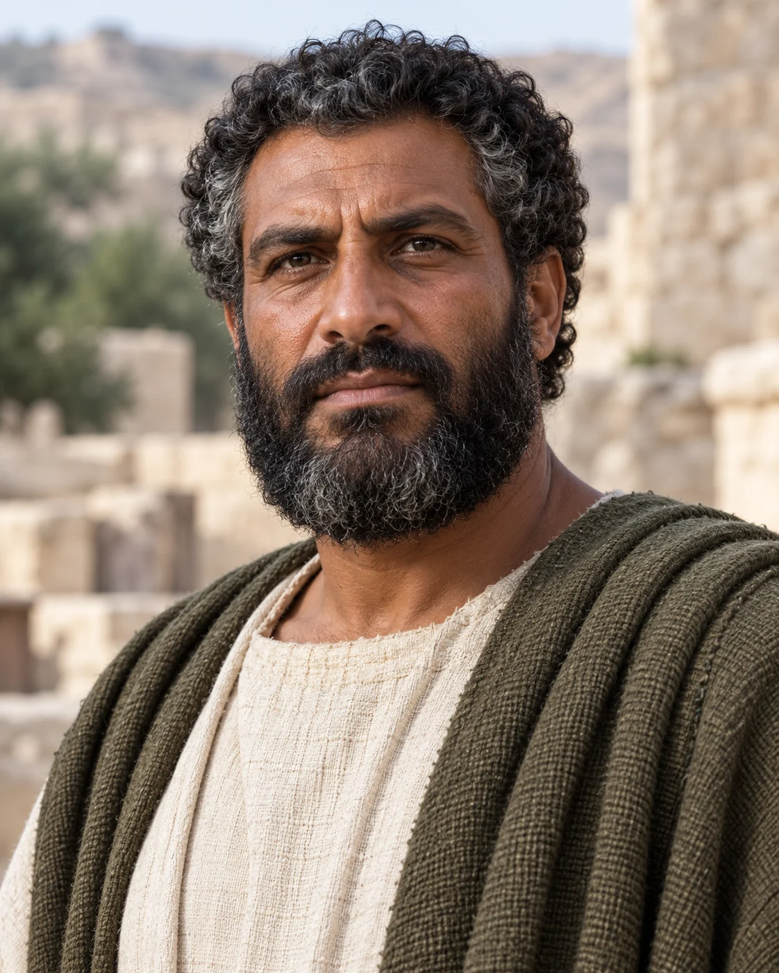 Photorealistic artistic reconstruction of Jeroboam I (son of Nebat); exact appearance and garment details are uncertain.