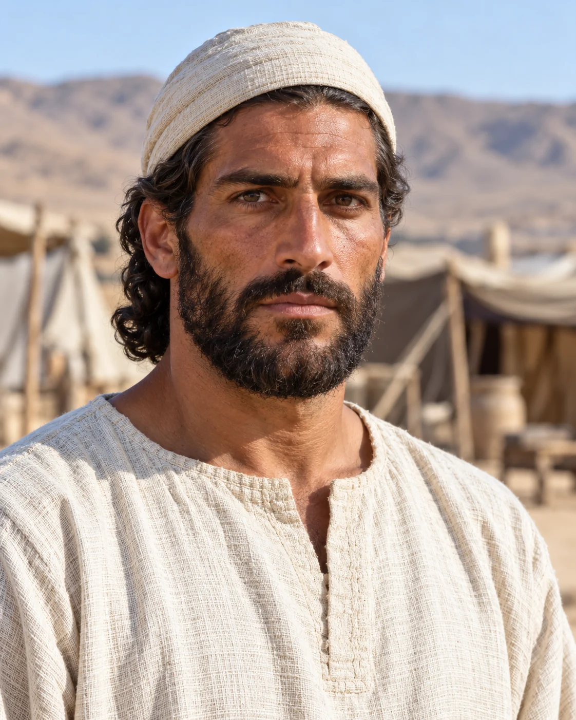 Photorealistic artistic reconstruction of Phinehas (son of Eleazar); exact appearance and garment details are uncertain.