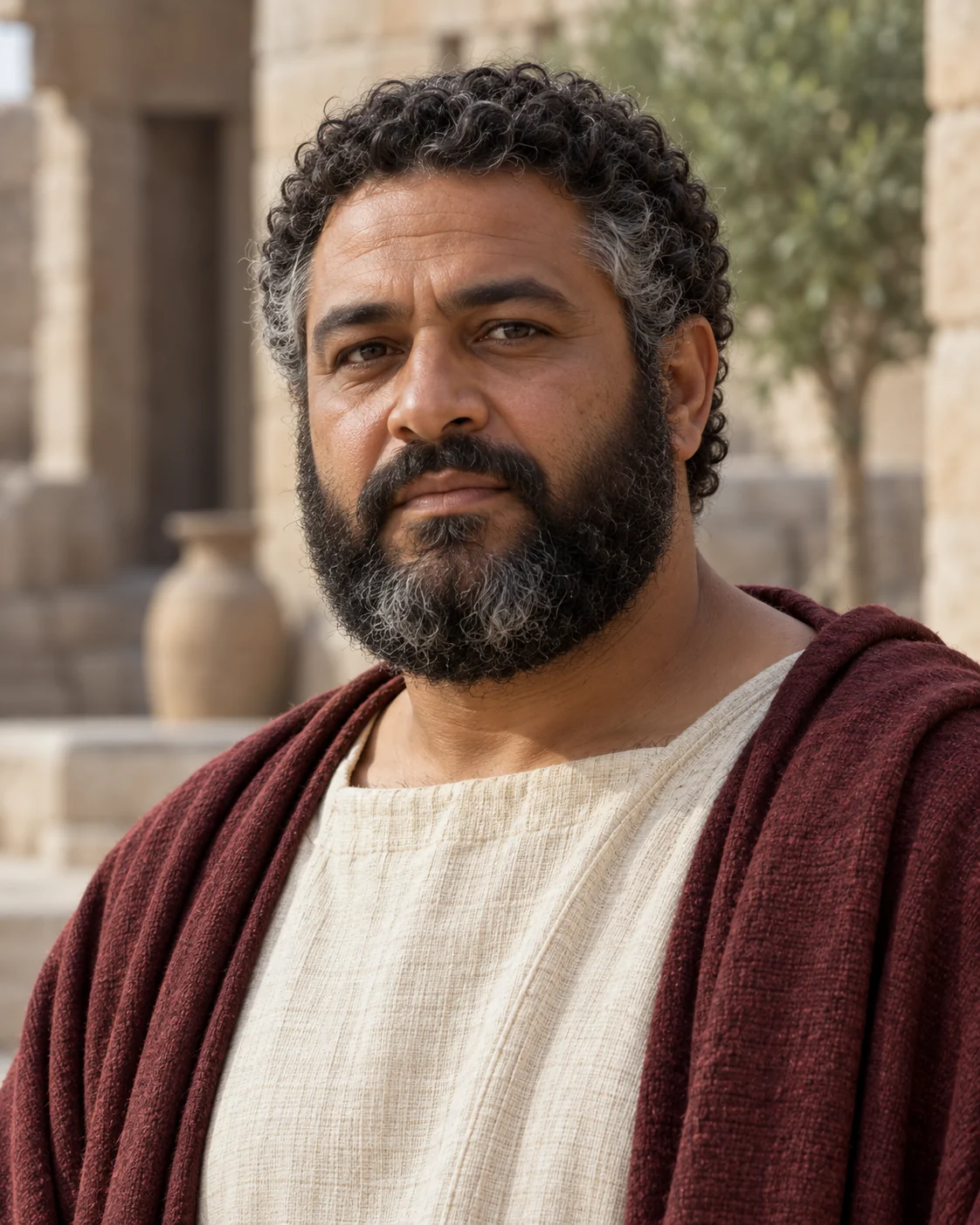 Photorealistic artistic reconstruction of Rehoboam; exact appearance and garment details are uncertain.
