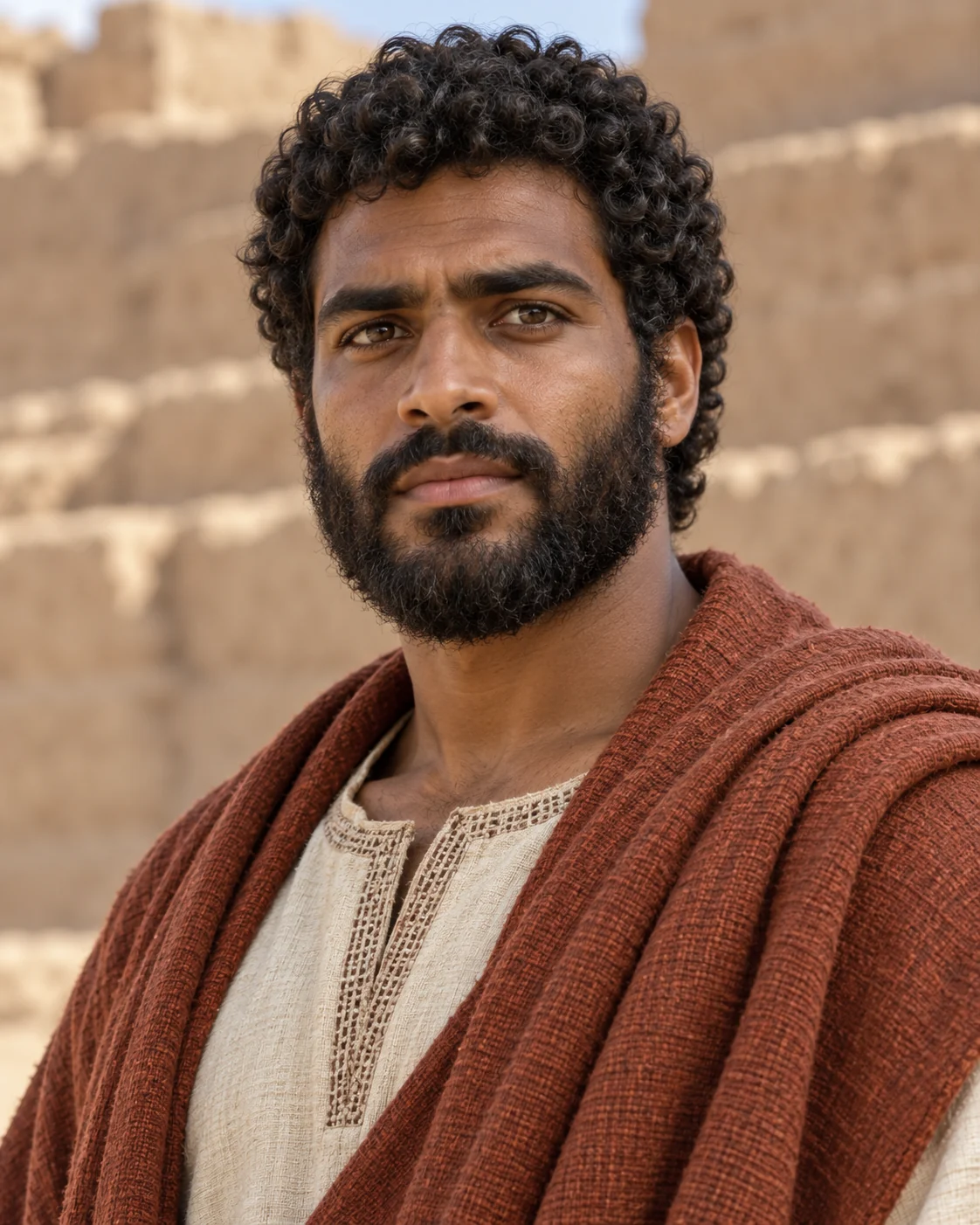 Photorealistic artistic reconstruction of Shadrach (Hananiah); face and clothing details are uncertain.